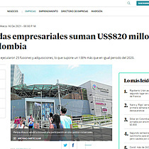 Movidas empresariales suman US$820 millones en Colombia